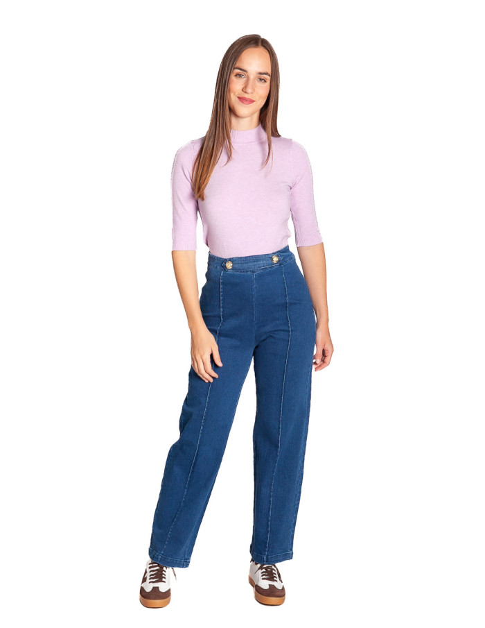 Jeans azules botones dorados meisie sommes demode zaragoza.