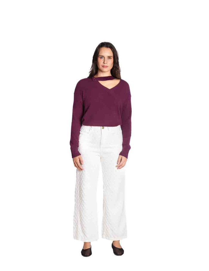 Pantalón denim blanco textura skatie sommes demode zaragoza
