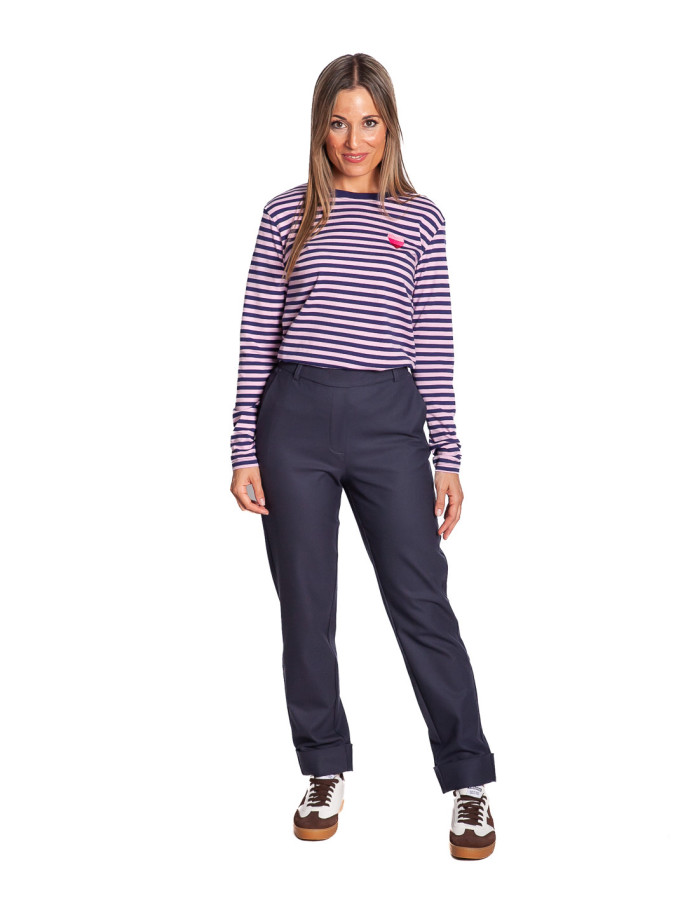 Pantalón recto navy con doble yaya sommes demode zaragoza