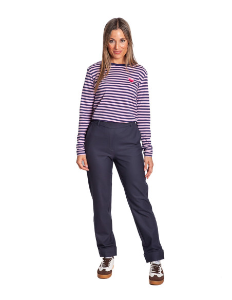 Pantalón recto navy con doble yaya sommes demode zaragoza