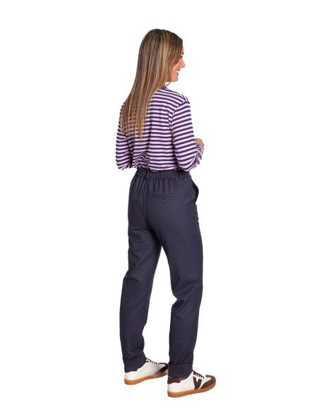 Pantalón recto navy con doble yaya sommes demode zaragoza