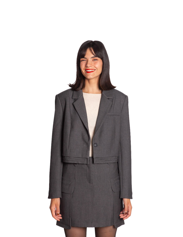 blazer corte crop gris yaya sommes demode zaragoza
