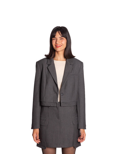 blazer corte crop gris yaya sommes demode zaragoza