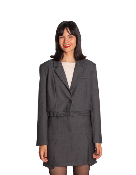 blazer corte crop gris yaya sommes demode zaragoza