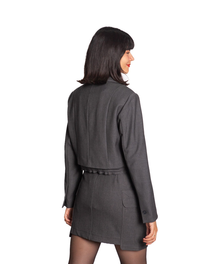 blazer corte crop gris yaya sommes demode zaragoza