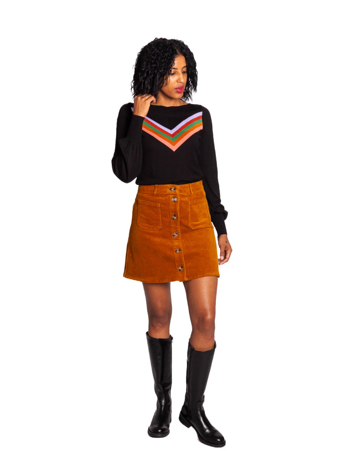 Falda corta pana color ocre garbo king louie sommes demode zaragoza