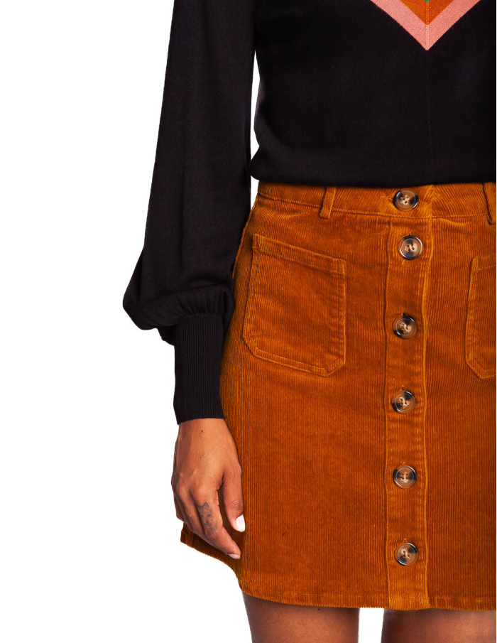 Falda corta pana color ocre garbo king louie sommes demode zaragoza