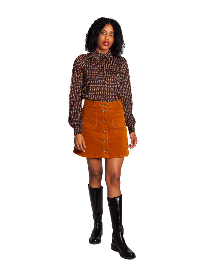 Falda corta pana color ocre garbo king louie sommes demode zaragoza