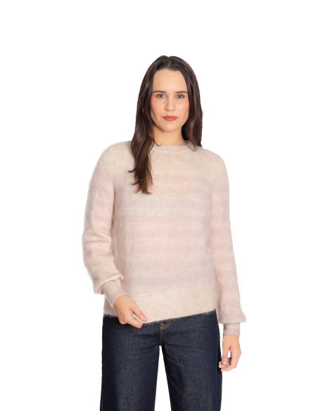 Jersey mohair crudo rayas rosa pastel yaya sommes demode zaragoza