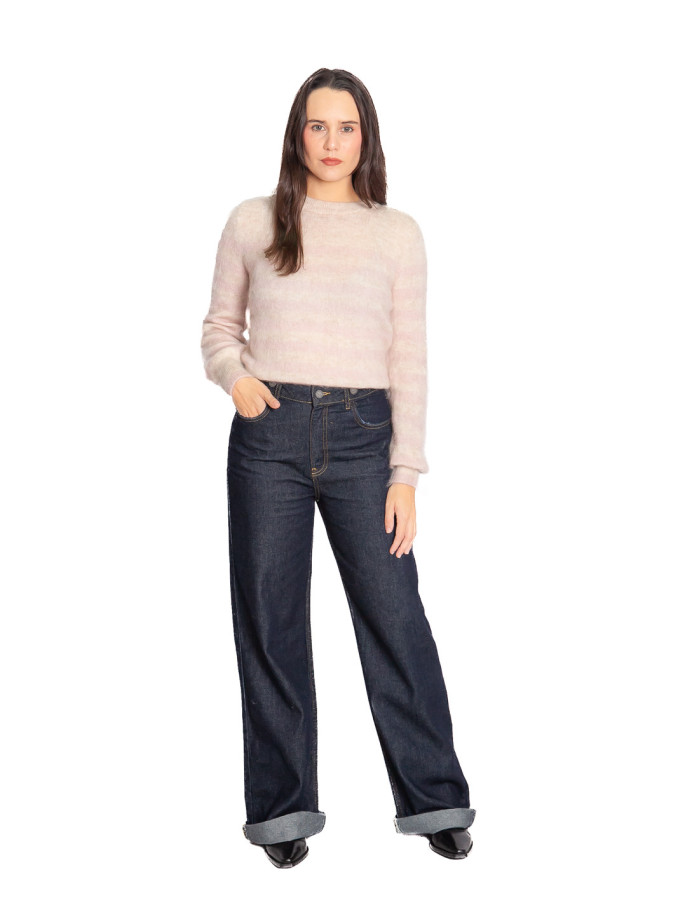 Jersey mohair crudo rayas rosa pastel yaya sommes demode zaragoza
