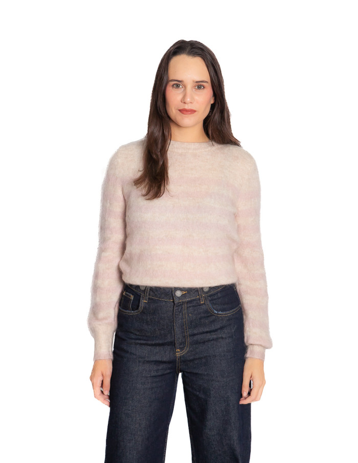 Jersey mohair crudo rayas rosa pastel yaya sommes demode zaragoza