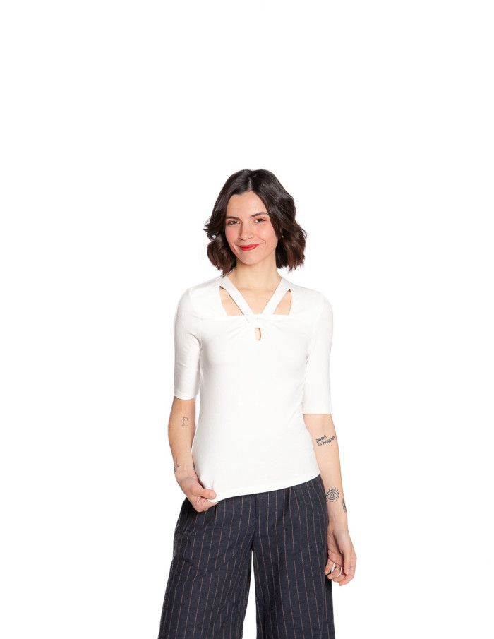 camiseta canale tiras en escote blanca skatie sommes demode zaragoza