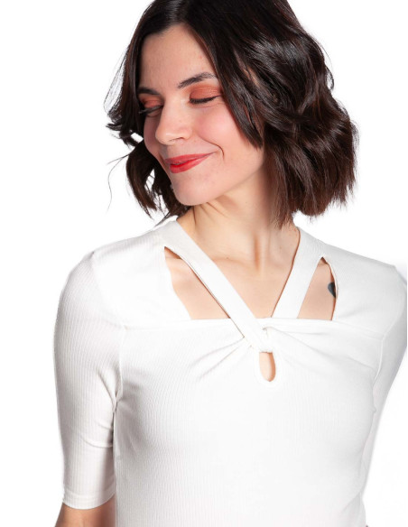 camiseta canale tiras en escote blanca skatie sommes demode zaragoza