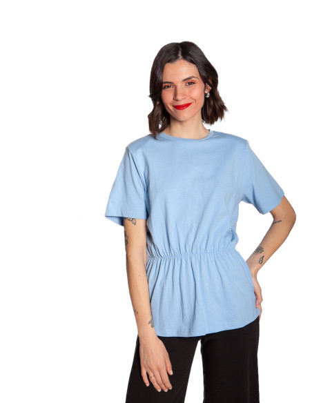 camiseta algodon corte peplum azul noelia ichi sommes demode zaragoza