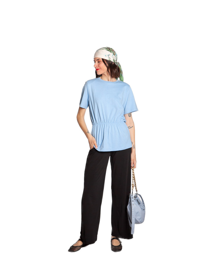 camiseta algodon corte peplum azul noelia ichi sommes demode zaragoza