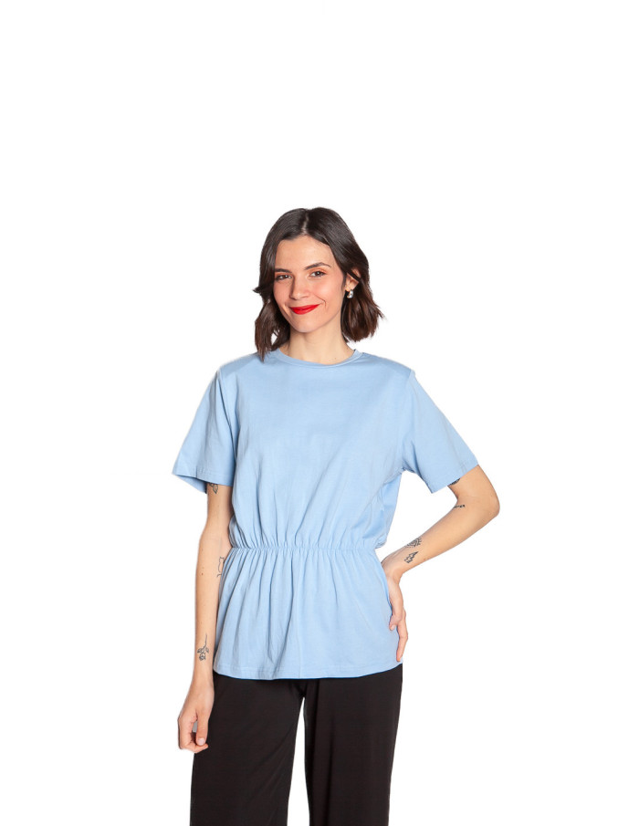 camiseta algodon corte peplum azul noelia ichi sommes demode zaragoza