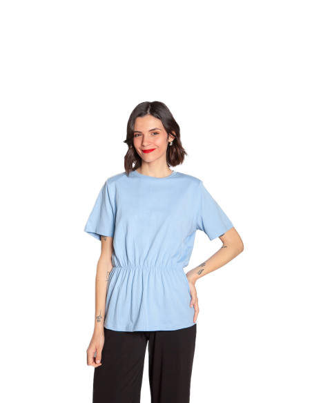camiseta algodon corte peplum azul noelia ichi sommes demode zaragoza