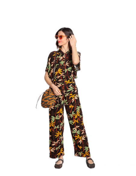 pantalon negro estampado tropical fintan king louie sommes demode zaragoza