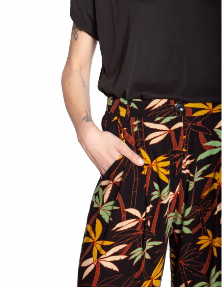 pantalon negro estampado tropical fintan king louie sommes demode zaragoza