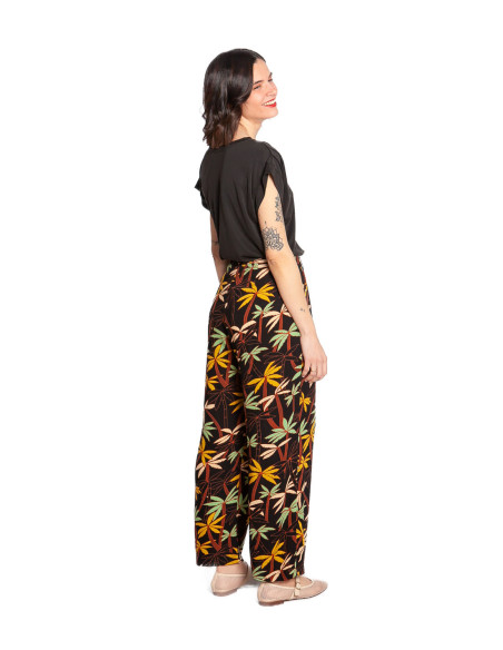 pantalon negro estampado tropical fintan king louie sommes demode zaragoza