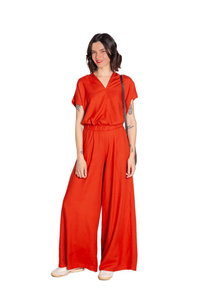 blusa lino cuello pico color caldera pan sommes demode zaragoza