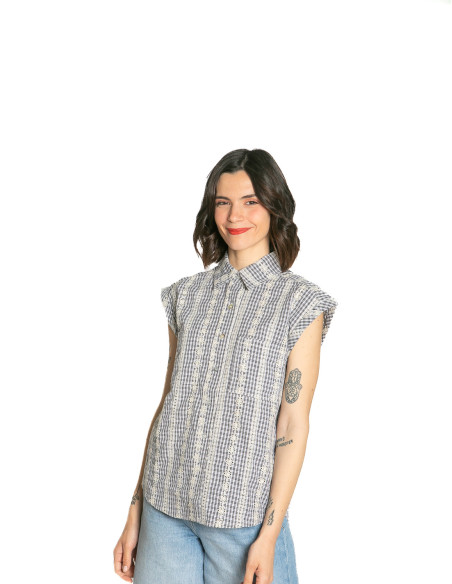 CAMISA CUADRITOS Y ENCAJE FLORAL CHANONE ARTLOVE sommes demode zaragoza