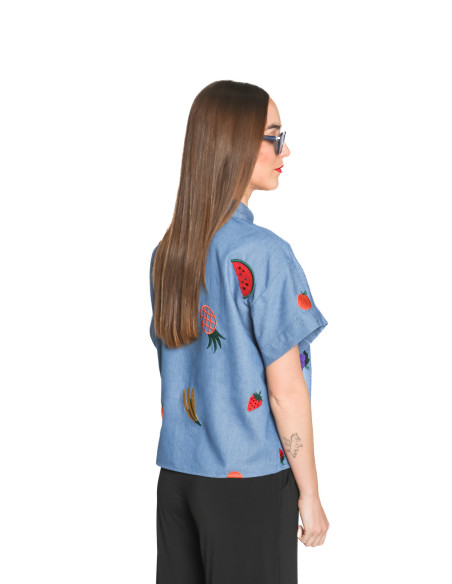 Camisa denim con bordados de frutas Pepa Loves Sommes Demode Zaragoza