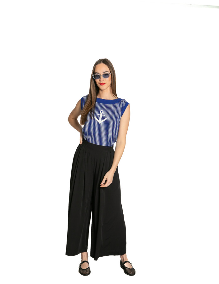 Top punto fino azul estampado ancla Eva King Louie Sommes Demode Zaragoza