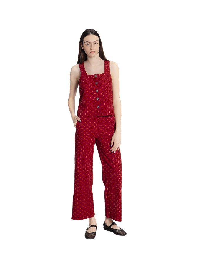 pantalon jacquard rojo con topos nice things sommes demode zaragoza