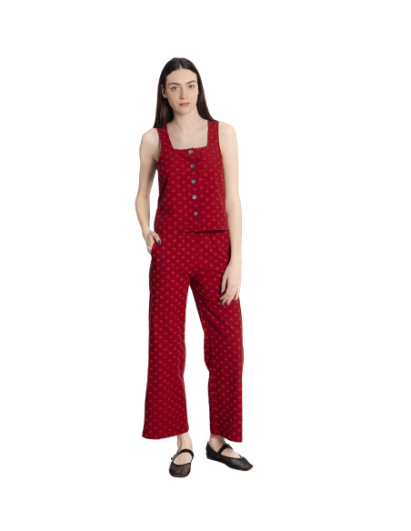 pantalon jacquard rojo con topos nice things sommes demode zaragoza
