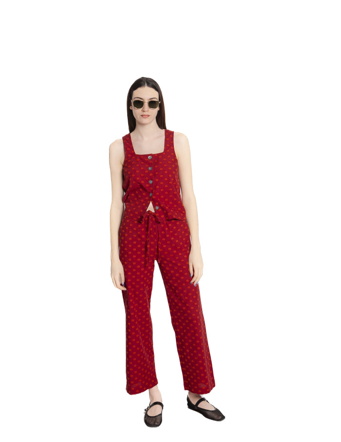 pantalon jacquard rojo con topos nice things sommes demode zaragoza