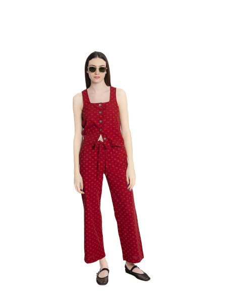 pantalon jacquard rojo con topos nice things sommes demode zaragoza