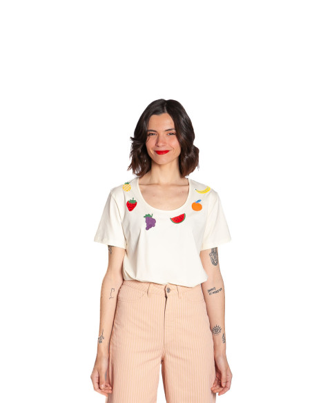 Camiseta color crudo bordado frutas Pepa Loves Sommes Demode Zaragoza