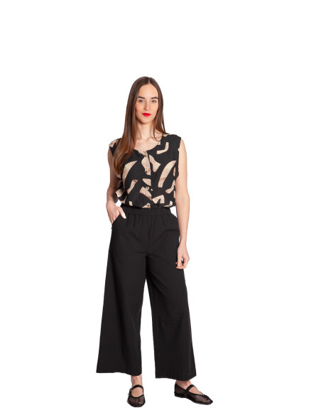 Top lino negro estampado stones Fuji Suite13lab Sommes Demode Zaragoza