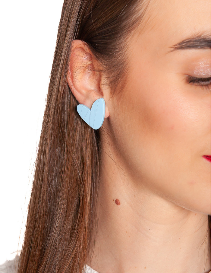 Pendientes corazon mini azul pastel papiroga Sommes Demode Zaragoza