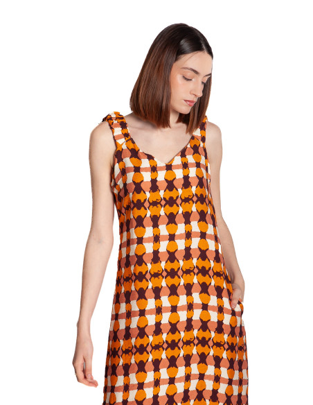 vestido de tirantes con motivos naranjas skfk sommes demode zaragoza