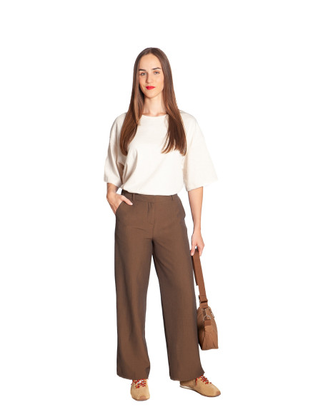 Pantalón recto color marrón jaspeado Danta Byoung Sommes Demode Zaragoza