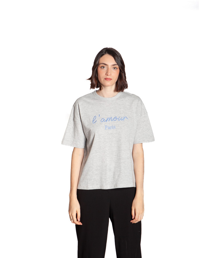 Camiseta oversize gris L'amour Madelly Ichi Sommes Demode Zaragoza