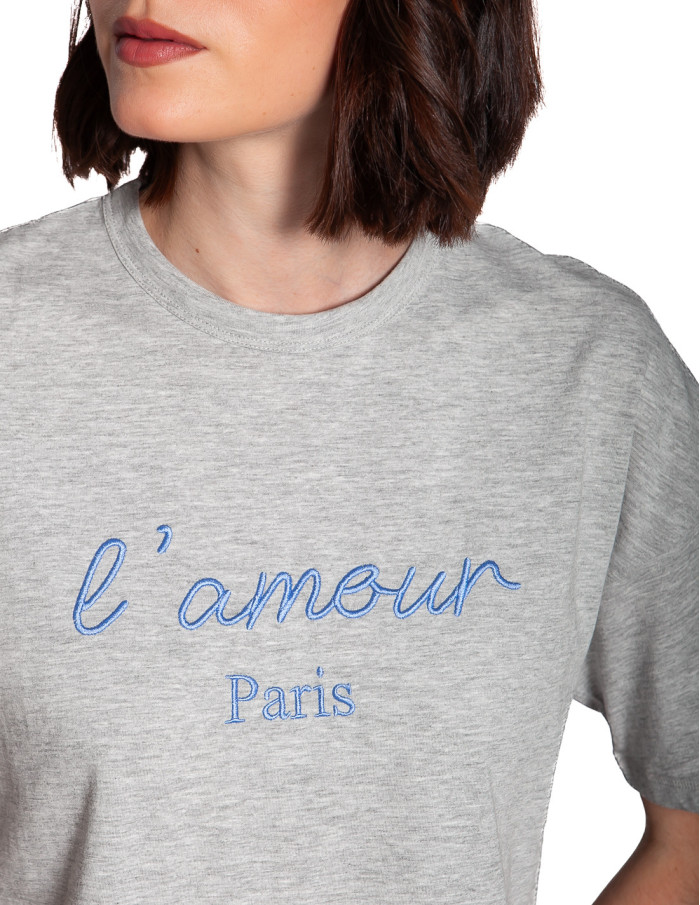 Camiseta oversize gris L'amour Madelly Ichi Sommes Demode Zaragoza