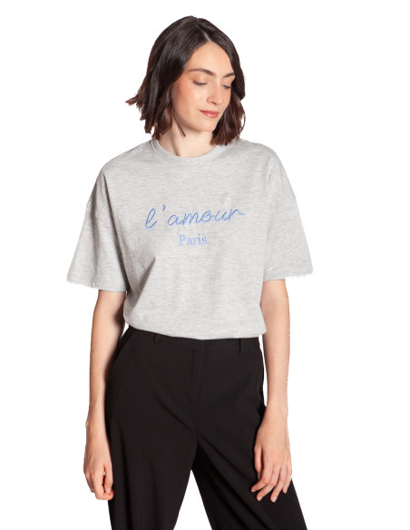 Camiseta oversize gris L'amour Madelly Ichi Sommes Demode Zaragoza