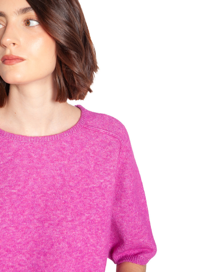Top de punto manga corta color rosa Dasila Ichi Sommes Demode Zaragoza