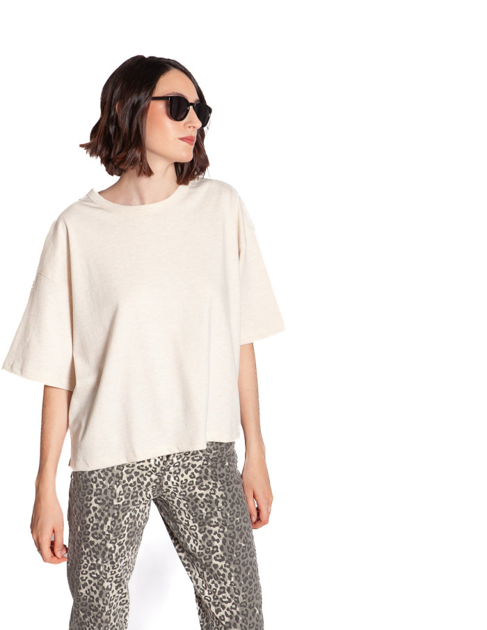 camiseta oversize color beige jaspeado palmer ichi sommes demode zaragoza