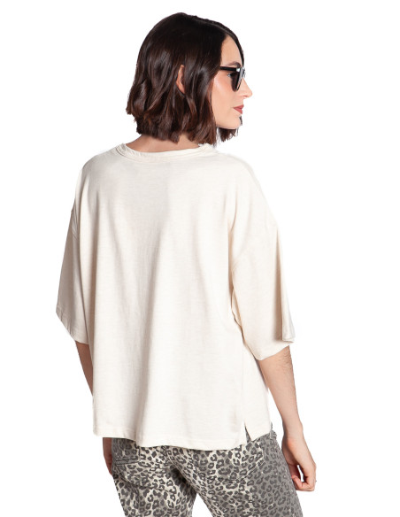 camiseta oversize color beige jaspeado palmer ichi sommes demode zaragoza