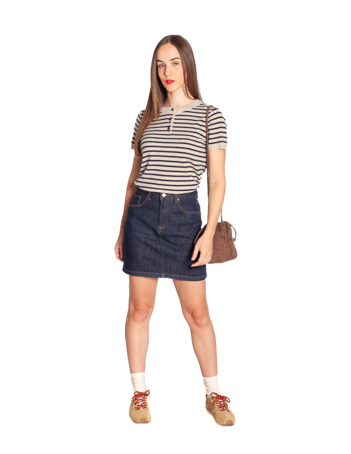 Top punto manga corta beige rayas navy Flerine Artlove Sommes Demode Zaragoza