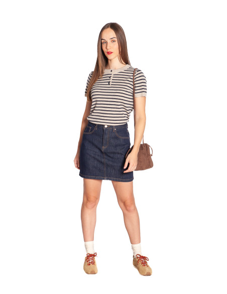 Top punto manga corta beige rayas navy Flerine Artlove Sommes Demode Zaragoza