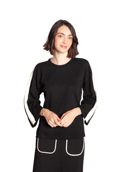 Camiseta negra detalle raya blanca Gebara Skfk Sommes Demode Zaragoza