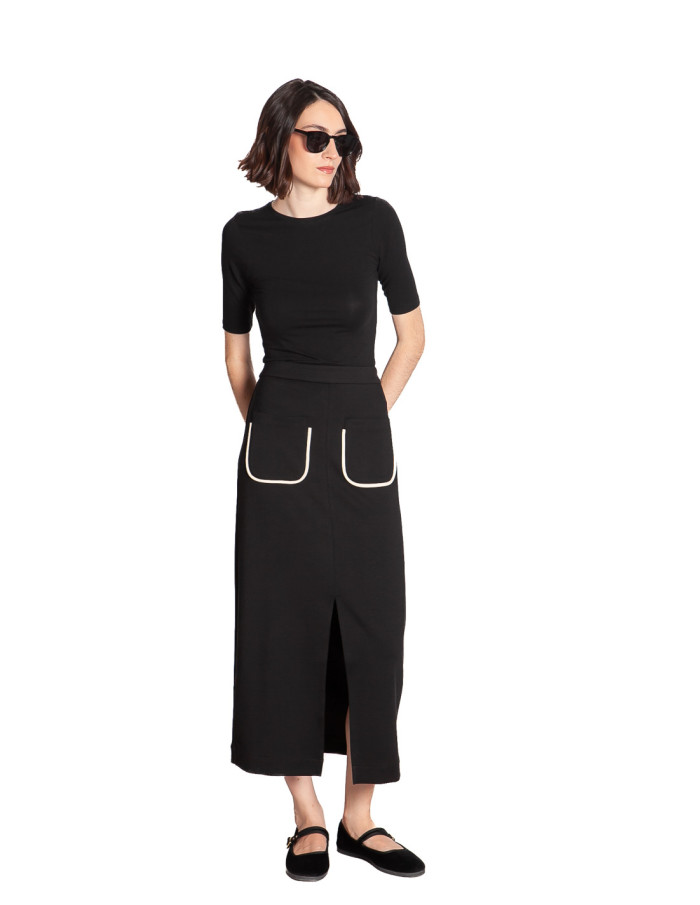 Falda midi negra con bolsillos Habea Skfk Sommes Demode Zaragoza