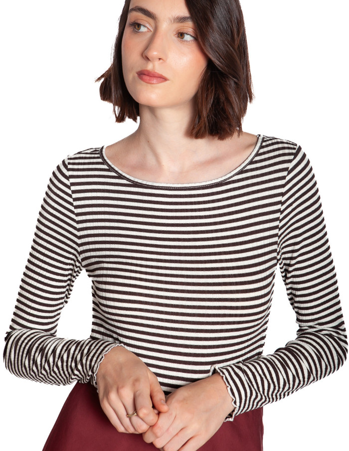 Top canale cuello barco rayas chocolate Cella Ichi Sommes Demode Zaragoza