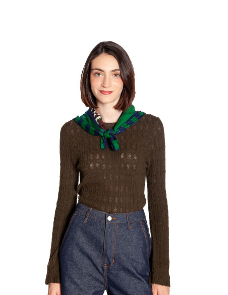 Sueter tejido calado verde caqui Flaia Artlove Sommes Demode Zaragoza