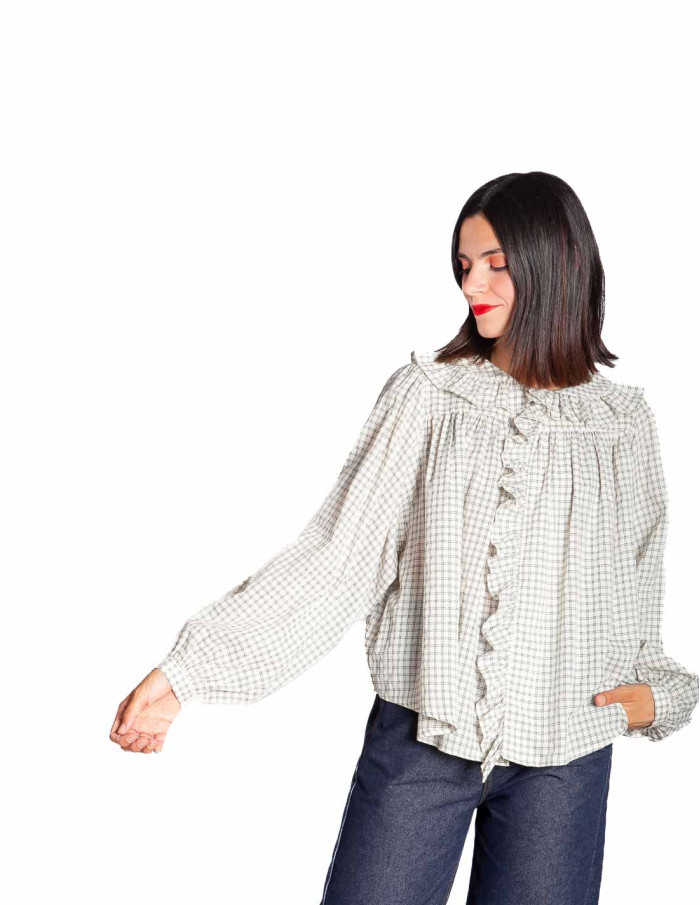 Blusa cuadrícula con volantes Dorset Frnch Sommes Demode Zaragoza